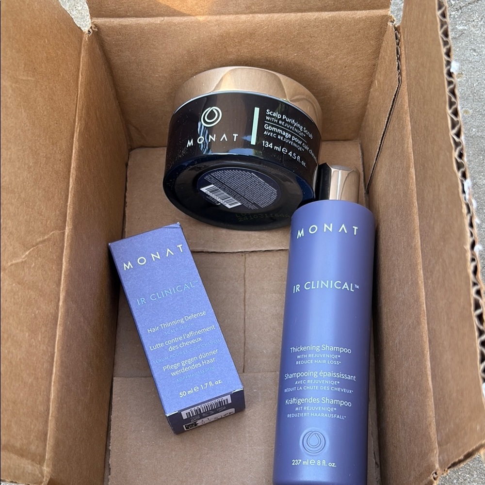 Monat Hair Care Trio in Purple Packaging